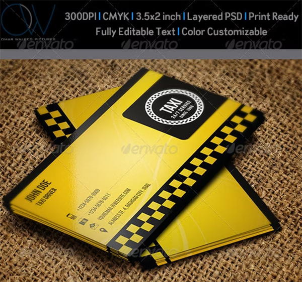 Taxi Cab Business Card Templates Free & Premium PSD Word Ai